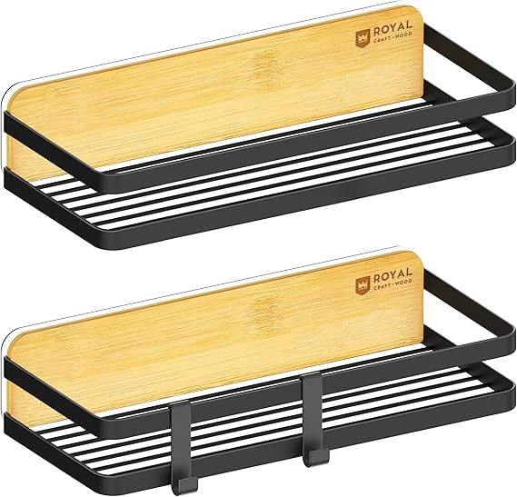 ROYAL CRAFT WOOD Bathroom Organizer Shower Bathtub Caddy | Bathtub caddy spans the tub to hold books, tablets, drinks, soaps, candles and other bath essentials.