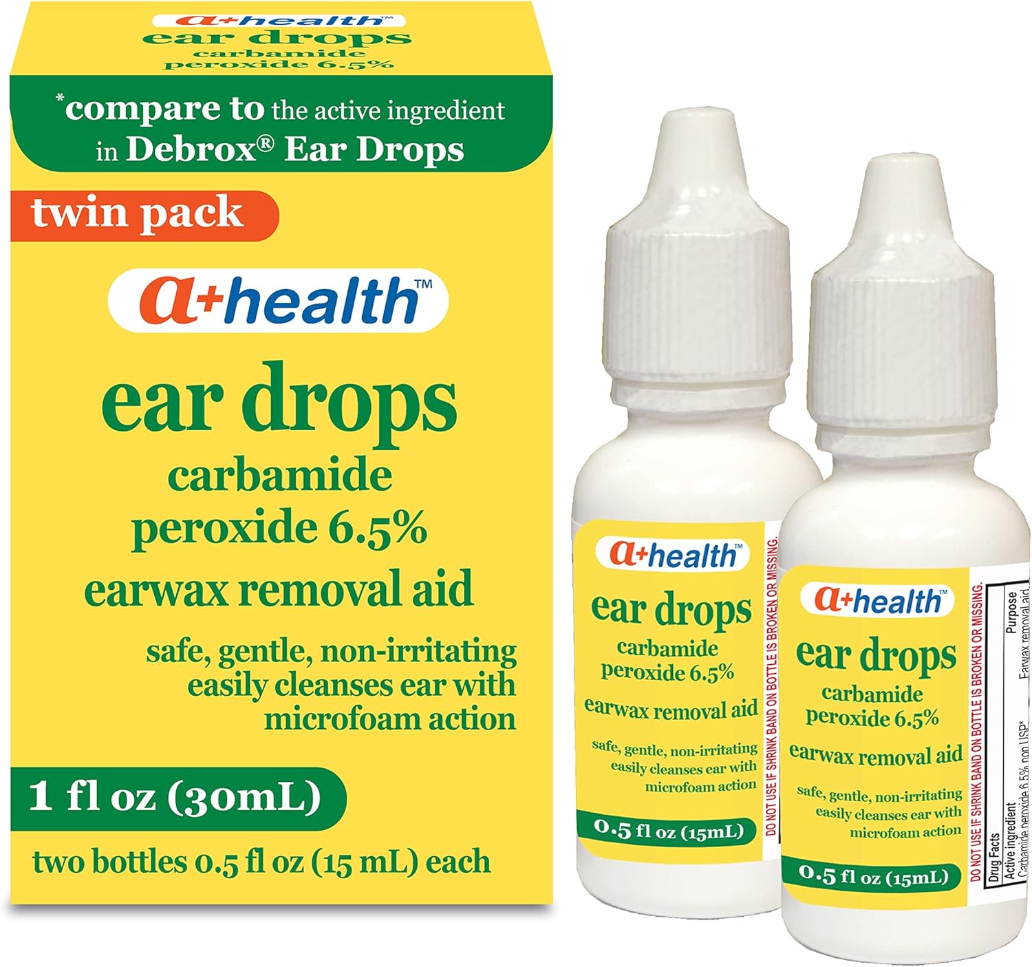 Domeboro Medicated Soak Rash Relief, 12 Count & AHealth Earwax Removal Drops, Carbamide Peroxide 6.5%, Twin Pack, 1 fl Ounce