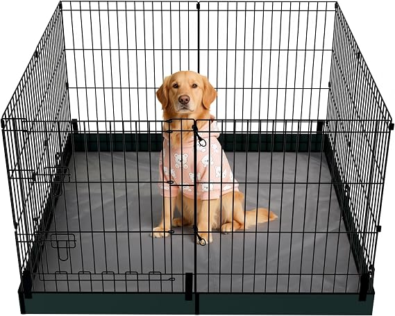 Foldable Dog Playpen,30in 8 Panels Metal Pet Exercise Fence with Bottom Pad