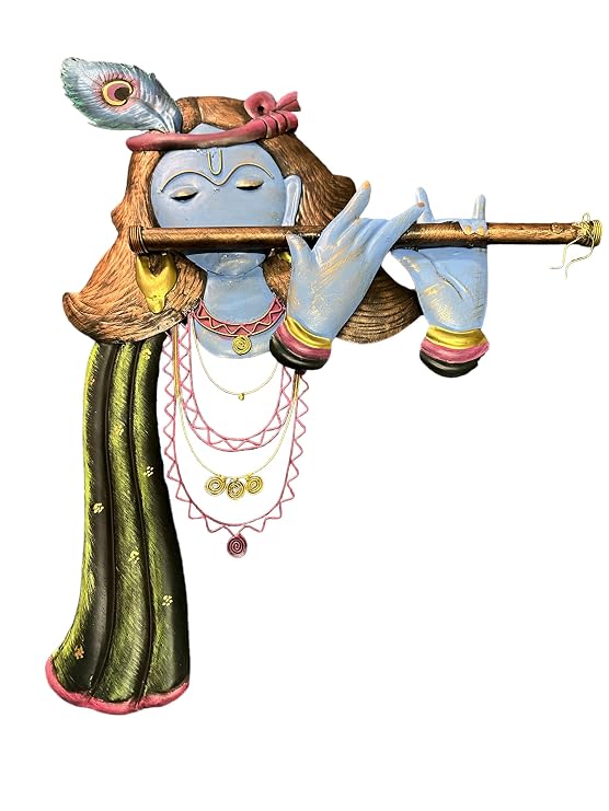 Handcrafted Lord Krishna Playing Flute Metal Wall Hanging