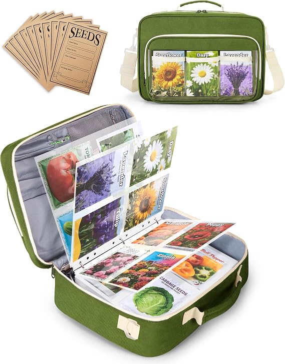 Seed Storage Organizer Binder with 20 Reusable Seed Envelopes