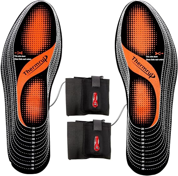 Thermrup Electric Heated Insoles Foot Warmers Rechargeable Li-Ion Battery(4 Temperature Settings) Size 4.5-14, Far Infrared, High Temperature