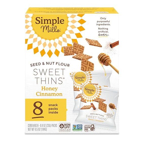 Simple Mills Sweet Thins Snack Packs, Honey Cinnamon, 1pk, 8ct, 0.8oz