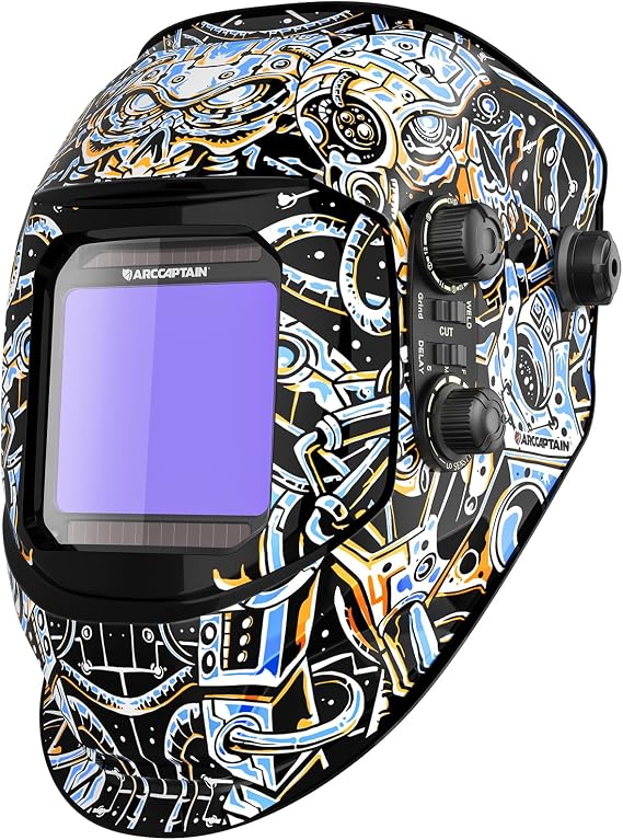 ARCCAPTAIN Auto Darkening Welding Helmet, 3.94"X3.66" Large Viewing Screen