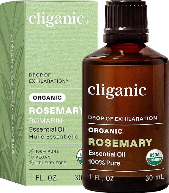 Cliganic Organic Rosemary Essential Oil, 1oz - 100% Pure Natural Undiluted, for Aromatherapy | Non-GMO Verified