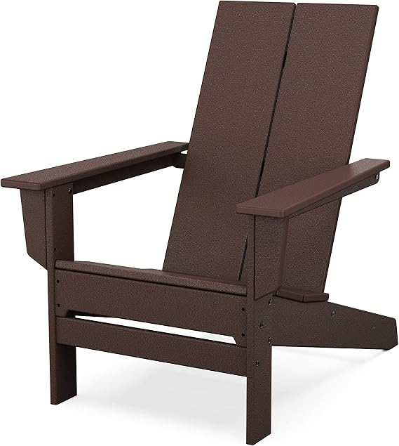 Polywood Contemporary Modern Adirondack Chair in Mahogany