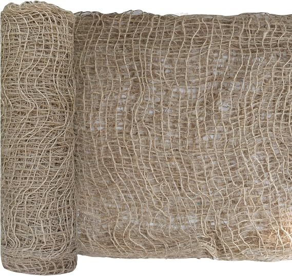 Agfabric Jute Mesh Blanket 4x50ft, 4oz Low Density Erosion Contorl Blanket, Jute Netting Roll for Gardening, Planting (135GSM)