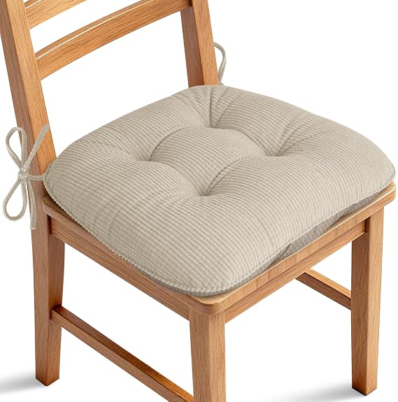 ELFJOY Dining Chair Cushions 1 Piece Non Slip 18"X18"X3" Beige