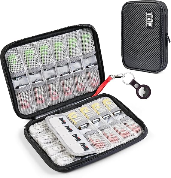 Luxtude USB Flash Drive Case with Labels, Portable USB Case Organizer, Flash Drives Storage Cases Holds 24 Drives & 4 SD Cards, Thumb Drives Bag, Carrying Pouch for Samsung & Sandisk & Memory Stick