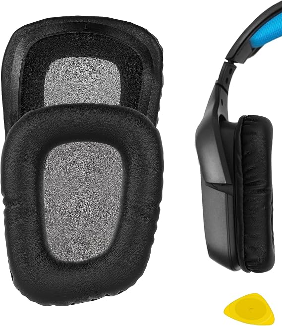 Geekria Replacement Ear Pads for Logitech G930, G430, G432, G332, G35, F450 Headphones Ear Cushions, Repair Parts (Black)