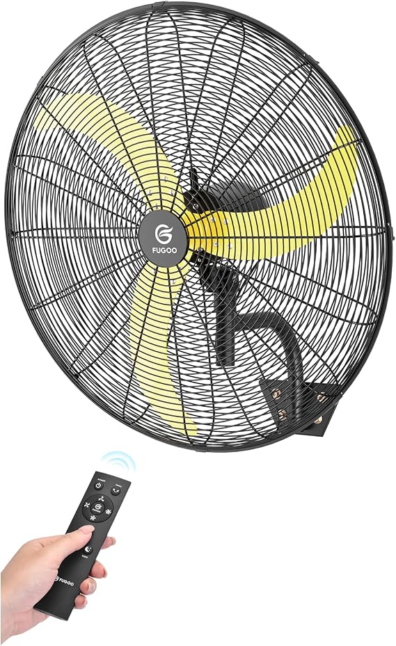 FUGOO 30" Eco BLDC Motor Powerful Airflow Quiet Industrial Wall Fan | 9800 CFM, 50%+ Energy Savings, Oscillating, Remote Control for Factory Garage Warehouse Barn Gym