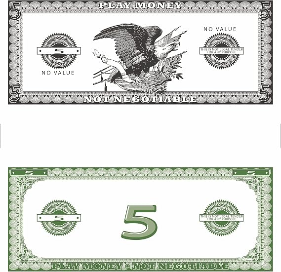 Forum Novelties Phoney Play Money $5 Bills (50-Pack)
