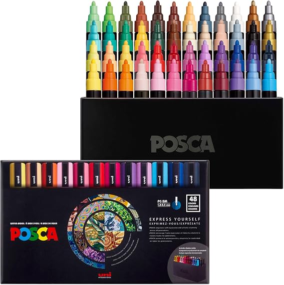 posca PC-5M Water-Based Acrylic Paint Markers, Medium Tip, 48 Count