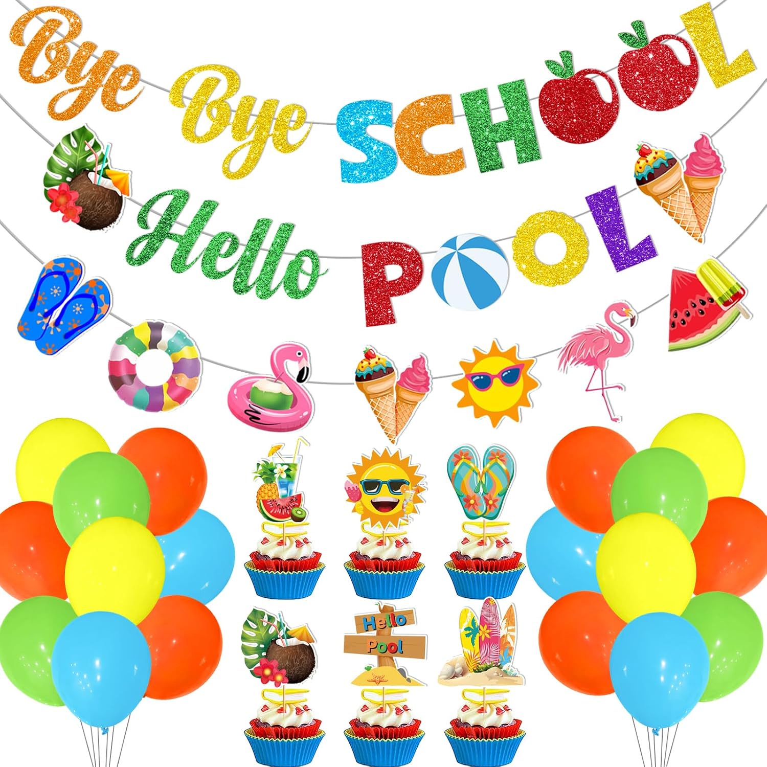 Pool Party Decorations Summer Party Decorations Last Day Of School Banner Schools Out For Summer Decorations End Of School Year Party Decoration