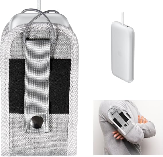Wearable Pouch for Apple Vision pro Battery Pack, Wearable Holder, Armband Pouch(Tweed Gray)