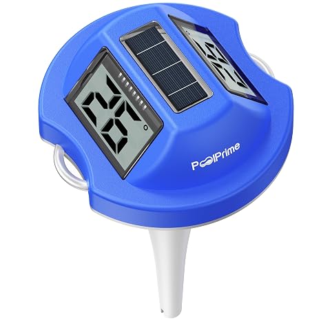 Solar Digital Pool Thermometer Dual-Screen Pool Thermometer – Easy-Read, Floating Digital Thermometer, IPX7 Waterproof for Hot Tubs, Cold Tubs