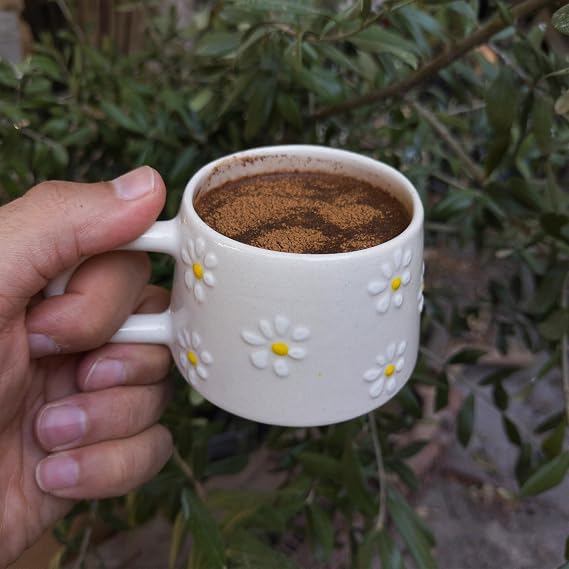 Klasik Çayır Papatyalı Seramik 200 ml Kupa Bardak Mug