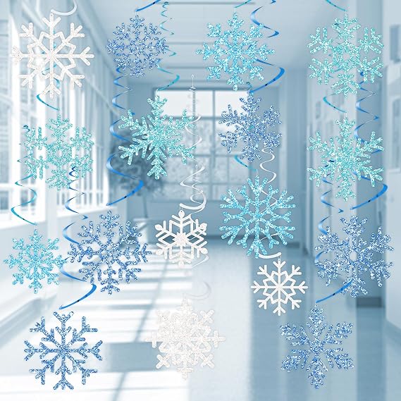 Winter Wonderland Ceiling Decorations, Snowflake Christmas Hanging Swirls Decor, Hanging Snowflakes for Winter Christmas Wedding Birthday Party Ceiling Decoration