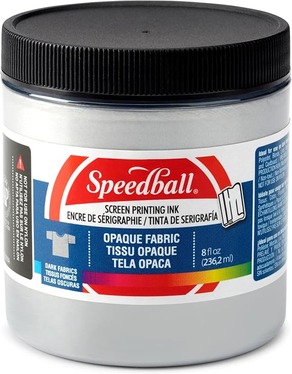 Speedball 004807 Opaque Fabric Screen Printing Ink, 8 fl. oz., Silver