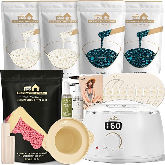 Lifestance L3 Digital Wax Warmer Hair Removal Kit + 2.5LB Rose Wax Beads