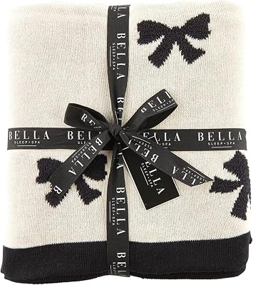Throw Blankets for Couch Reversible Cozy Throw Blanket, 50 W x 60 H, Black Bows