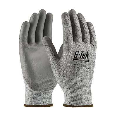 G-Tek 16-150L, Seamless Knit PolyKor Blended Glove with Polyurethane Coated Flat Grip on Palm & Fingers