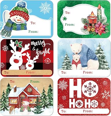 80-Count Large Foil Christmas Gift Tag Stickers, 8 Jumbo Designs - Xmas to and from Christmas Name Tags for Wrapping-Holiday Present self-Adhesive Gift Labels...