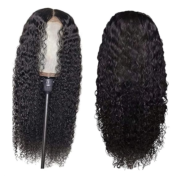 24 Inch Curly Wigs for Black Women, Natural Looking Transparent Frontal 180% Density Glueless Black Curly Wig for Women,Synthetic Fake Hair,Brown Wig for Cosplay Outdoor Daily Party Wear