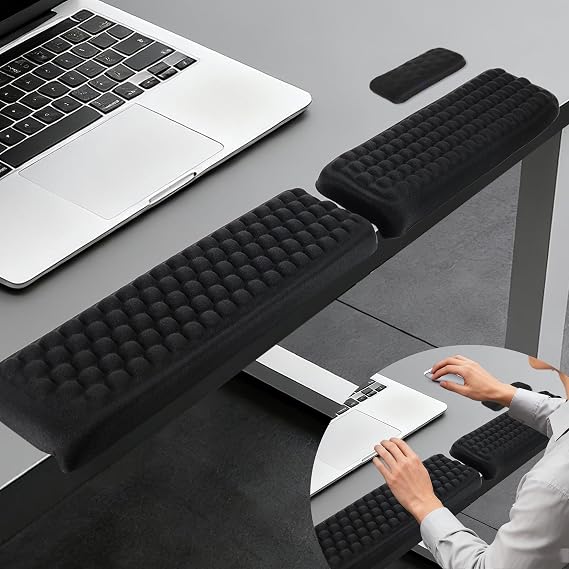 L-Shaped Desk Elbow Pad Arm Rest for Desk,Memory Foam Wrist Support Padding with Non-Slip 2-Piece Desk Edge Cushion,Ergonomic Design for Computer, Laptop, Gaming, Office(11.8 * 4 inch)