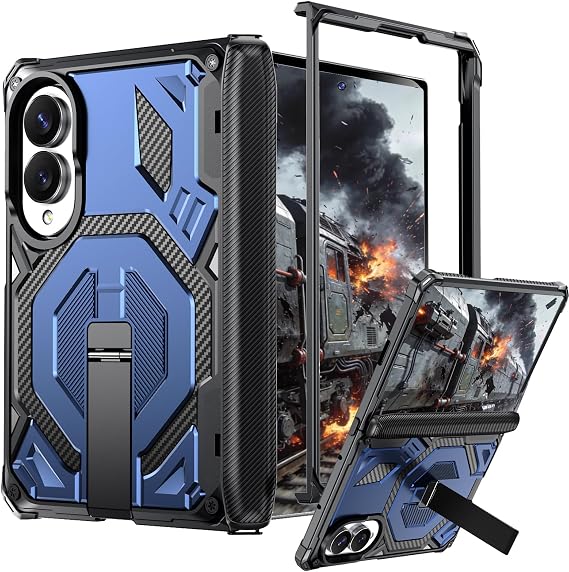 Hinge Protection Case for Samsung Galaxy Z Fold 8 with Kickstand TXZ Blue