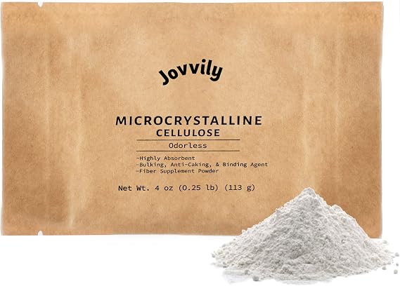Jovvily Microcrystalline Cellulose Powder - 4 oz - Fiber Supplement - Binding Agent - Highly Absorbent