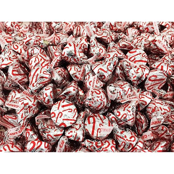 Candy Cane Kisses Christmas Edition 2 LBS - Individually Wrapped Candies - Bulk Candy By Queen Jax
