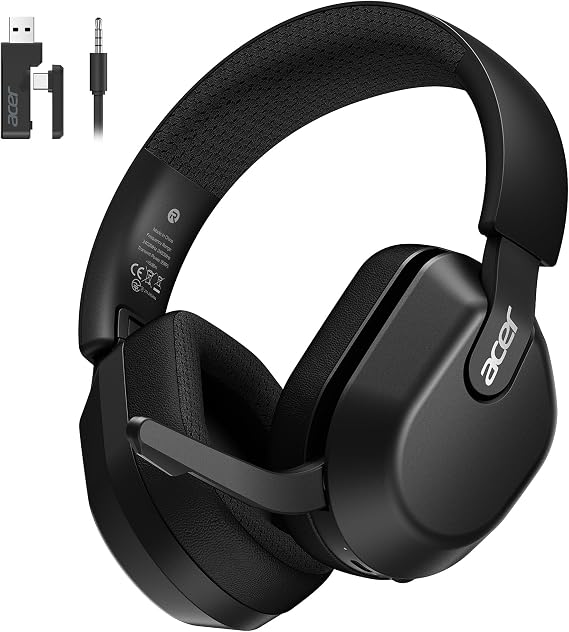 Acer Wireless Gaming Headset for PS5, PC, Flip-to-Mute Microphone - Black