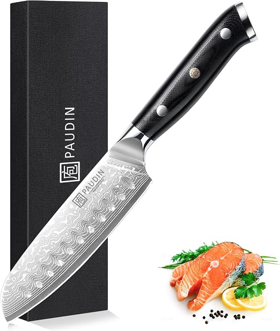 PAUDIN Damask Santoku Chef's Knife 13 cm Professional Knife