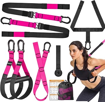 Home Resistance Training Kit, Suspension Trainer Straps with Adjustable Extension, Door Anchor, and Carry Bag Strength Training Equipment for Full Body Bodyweight Workouts at Home or Outdoors