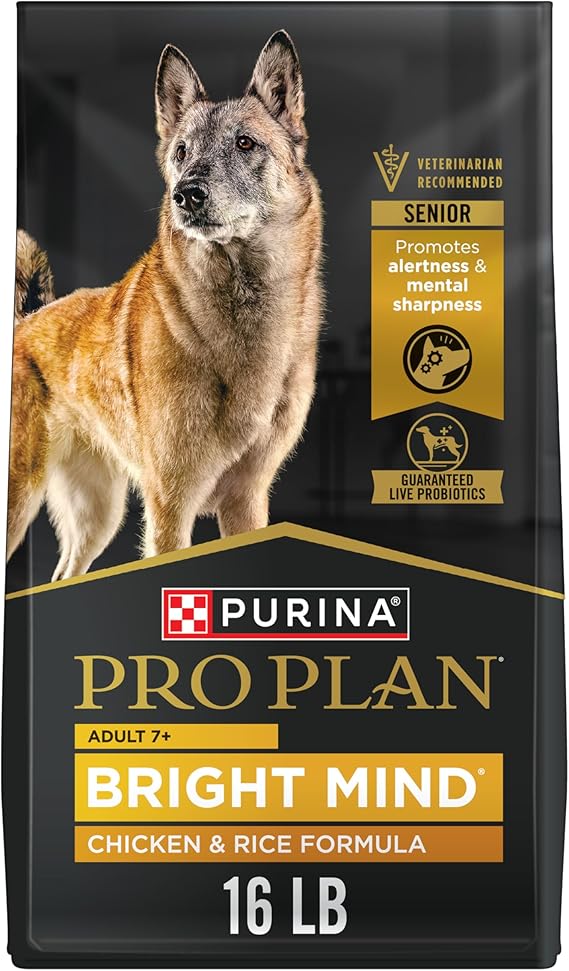 Purina Pro Plan Bright Mind Senior Dog Food, Chicken & Rice, 16 lb Bag