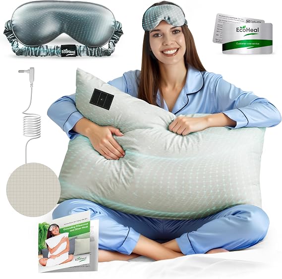 Grounding Pillowcase Queen Size with 12% Silver Fiber, 4% Silk, 84% Cotton - Certified - Earth Grounding Pillow Case - Conductive Grounded Pillowcase for Better Sleep - 20 x 30 Inch, Beige