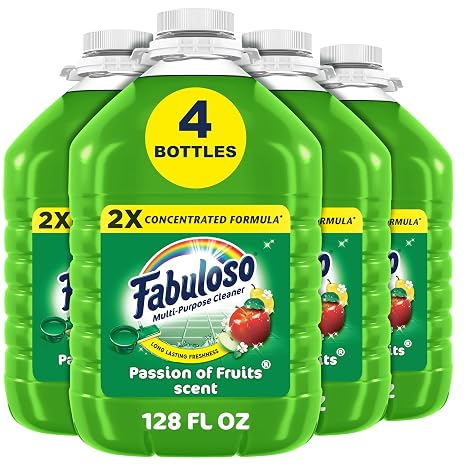 Fabuloso 2X All-Purpose Cleaner, Passion of Fruits Scent, 128 fl oz | No Rinse Floor Cleaner, Long-Lasting Freshness, Multi-Purpose Cleaner, Concentrated Formula, Everyday Cleaning, No Residue