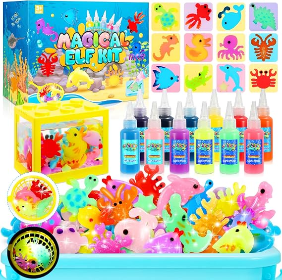 iKidiki Aqua Fairy Water Gel Kit, Magic Toys for 5 6 7 Year Old Girl Boy Arts and Crafts for Kids Age 4 5 6 7 8 Creative Birthday Xmas Gifts for 4-8 Year Old Girls Boys Elf Squishy Maker Water Jelly