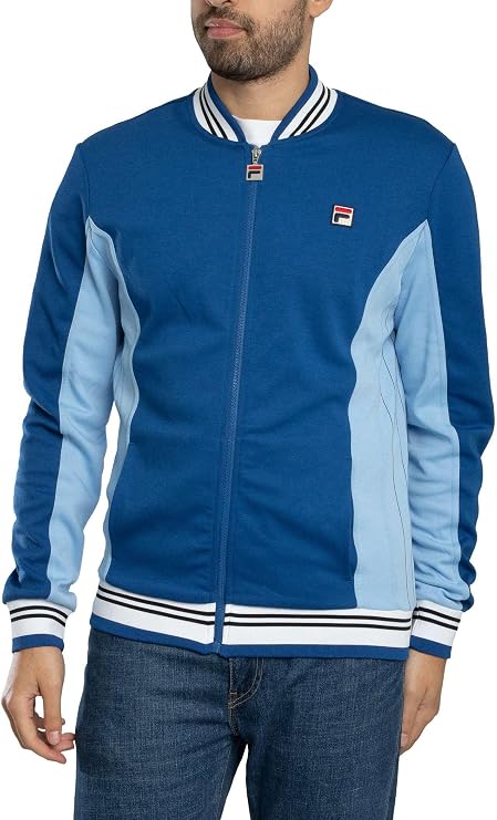 Fila Men's Settanta Baseball Track Jacket, Limoges/Frozen Fjord/Black/White, XXL