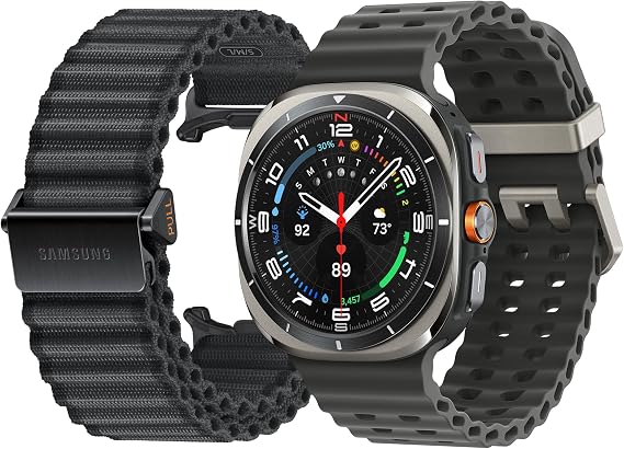 SAMSUNG Galaxy Watch Ultra 47mm LTE AI Smartwatch + Free Band, Energy Score, Heart Rate Tracking, Sleep Monitor, Fitness Tracker, GPS, 2024, Titanium Silver [US Version, ]