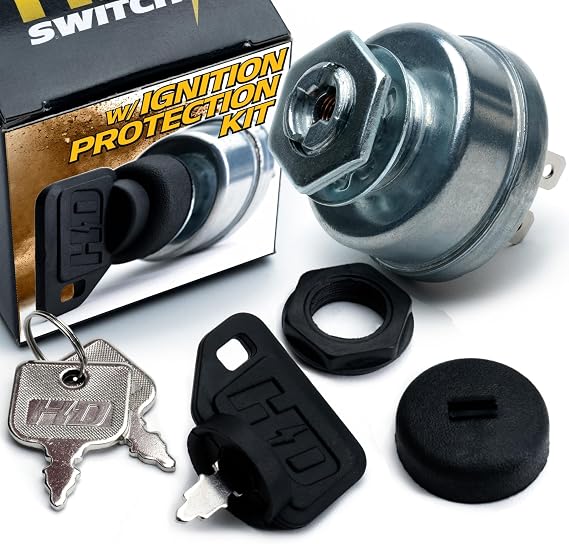 HD Switch Replaces Big Dog Starter Ignition Key Switch Fits: Alpha, Blackjack, Stout, Diablo - Ultimate Dual Protection Upgrade - 3 Keys & Free Carabiner
