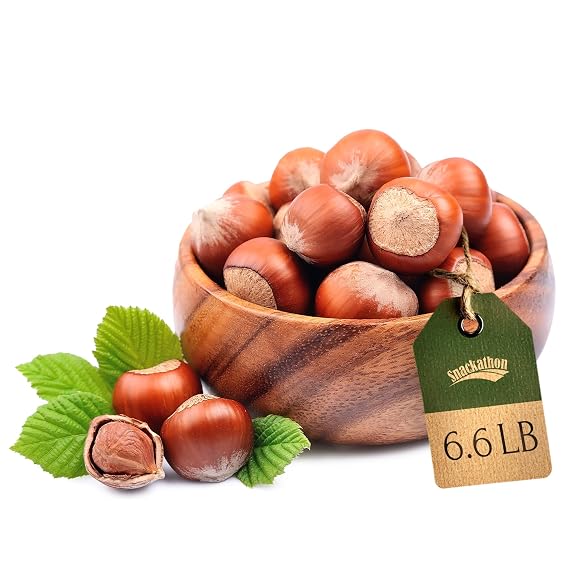 Snackathon Oregon Hazelnuts In Shell, 6.6 LB Bulk Bag - Whole Raw Large Filberts Grown in USA, Fresh Unsalted Natural Nuts for Snacking & Baking