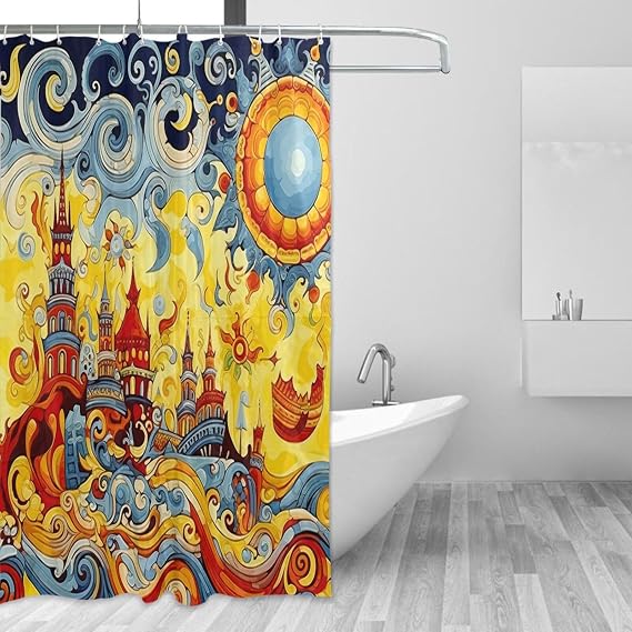 Mexican Talavera Shower Curtain for Bathroom Decor 152x183 cm Waterproof Fabric Shower Curtain Liner Lightweight Cloth Shower Curtain with 12 Metal Hooks
