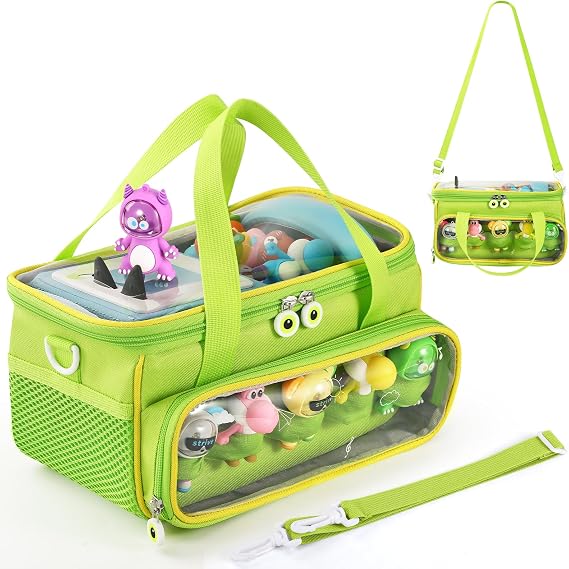 Carrying Case for Toniebox, Storage Carrier Bag for Tonie Characters with Shoulder Strap and Handle, Home Outdoor Hand Bag for Tonies Toniebox 2 Audio Player and Dolls (Green)