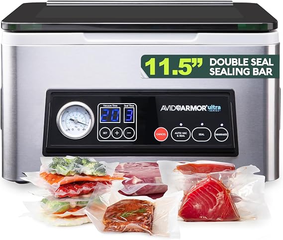 Avid Armor Chamber Vacuum Sealer Machine USV20 Ultra Series for Wet Foods, Meat Vacuum Packing Machine, Compact with 11.5-Inch Vaccum Sealer Bar