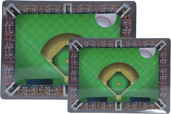 Melamine Serving Trays Baseball Stadium Rectangular 2pcs