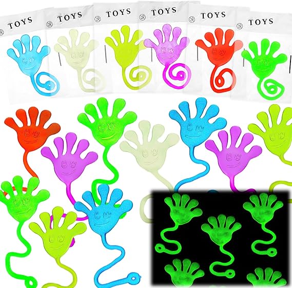 50 PCS Glow Sticky Hands Party Bag Fillers for Kids Stretchy Sticky Hands | Goodie Bag Stuffers Back to School Gifts for Students Classroom Prizes Bulk Pinata Stuffers Stocking Stuffers