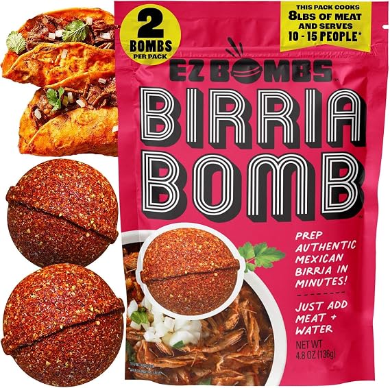 EZ Bombs Birria Bomb Seasoning 2-Pack: Authentic Mexican Spice Mix for Tacos, Burritos, Nachos & Q