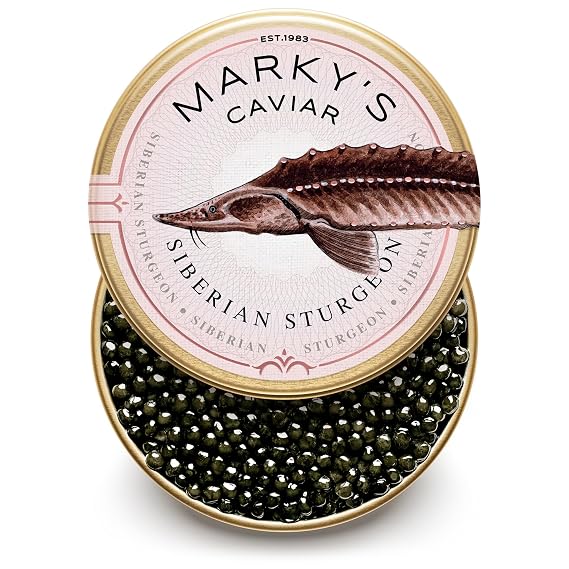 MARKY'S Siberian Sturgeon Royal Caviar - 1 oz / 28 g - Premium Sturgeon Malossol Black Roe -  OVERNIGHT